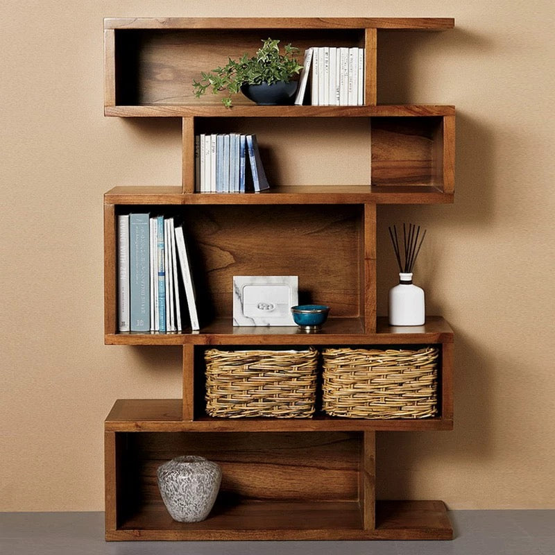 Cassidy Solid Wood Geometric Bookcase - 4 Seasons Home Gadgets