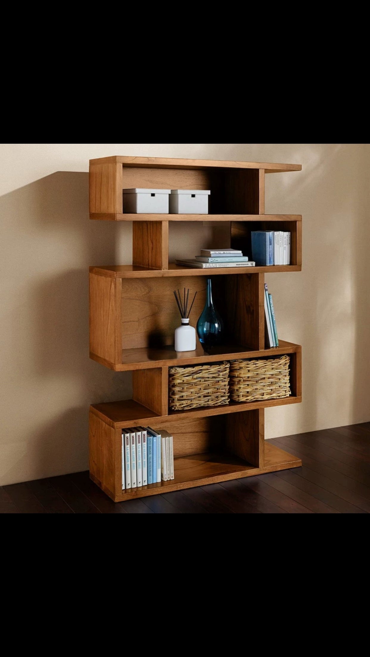 Cassidy Solid Wood Geometric Bookcase - 4 Seasons Home Gadgets