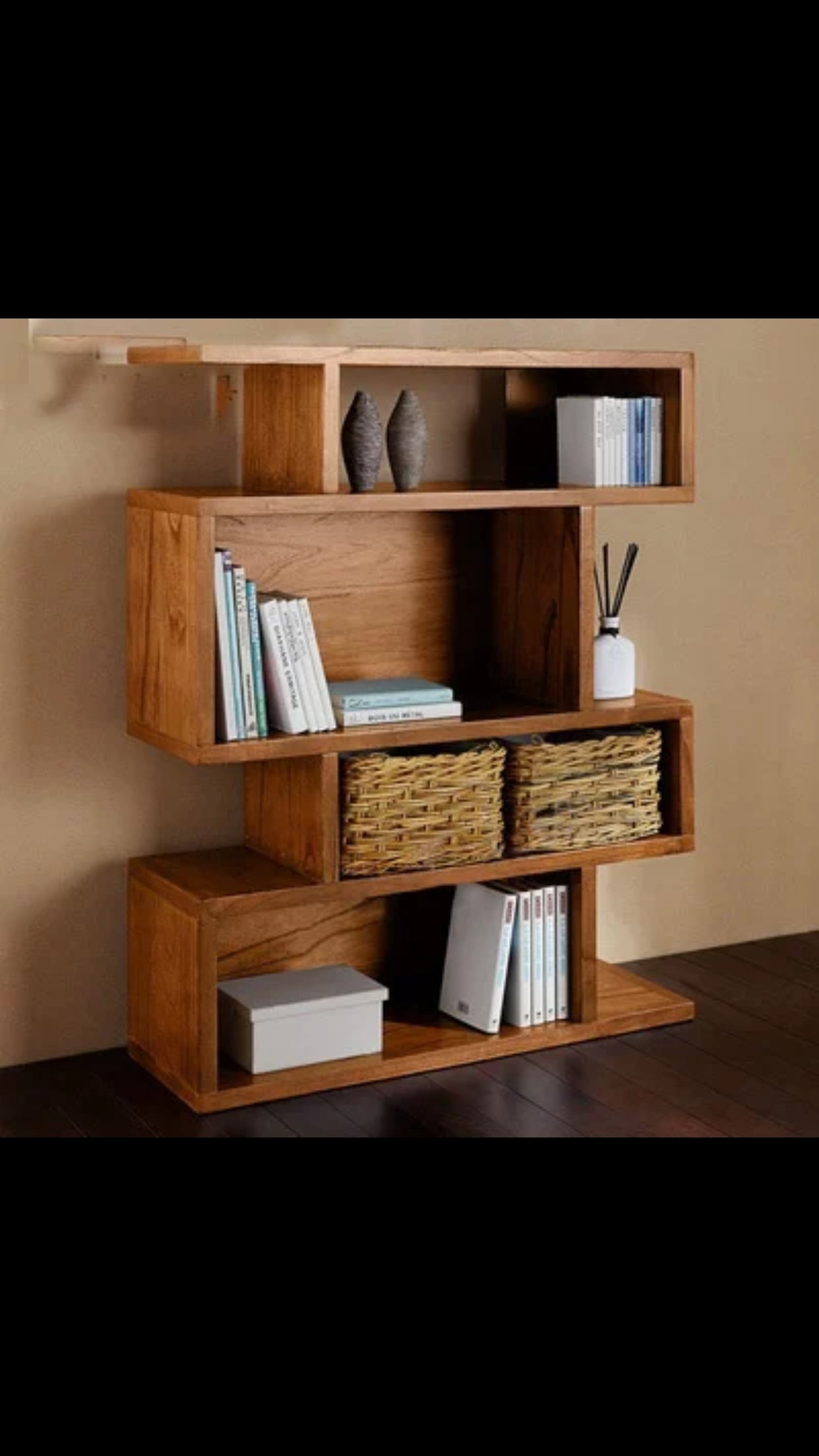 Cassidy Solid Wood Geometric Bookcase - 4 Seasons Home Gadgets