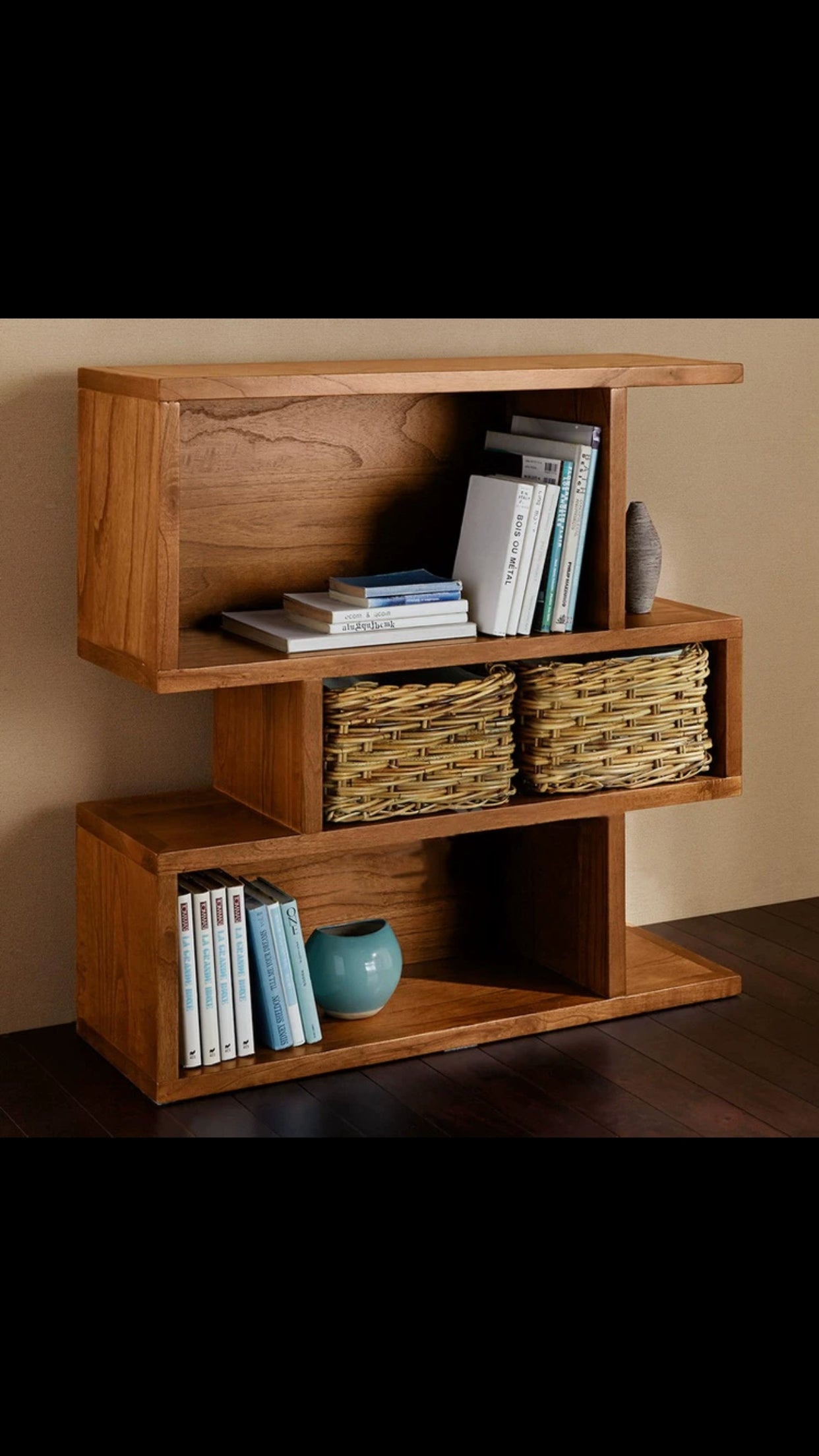 Cassidy Solid Wood Geometric Bookcase - 4 Seasons Home Gadgets