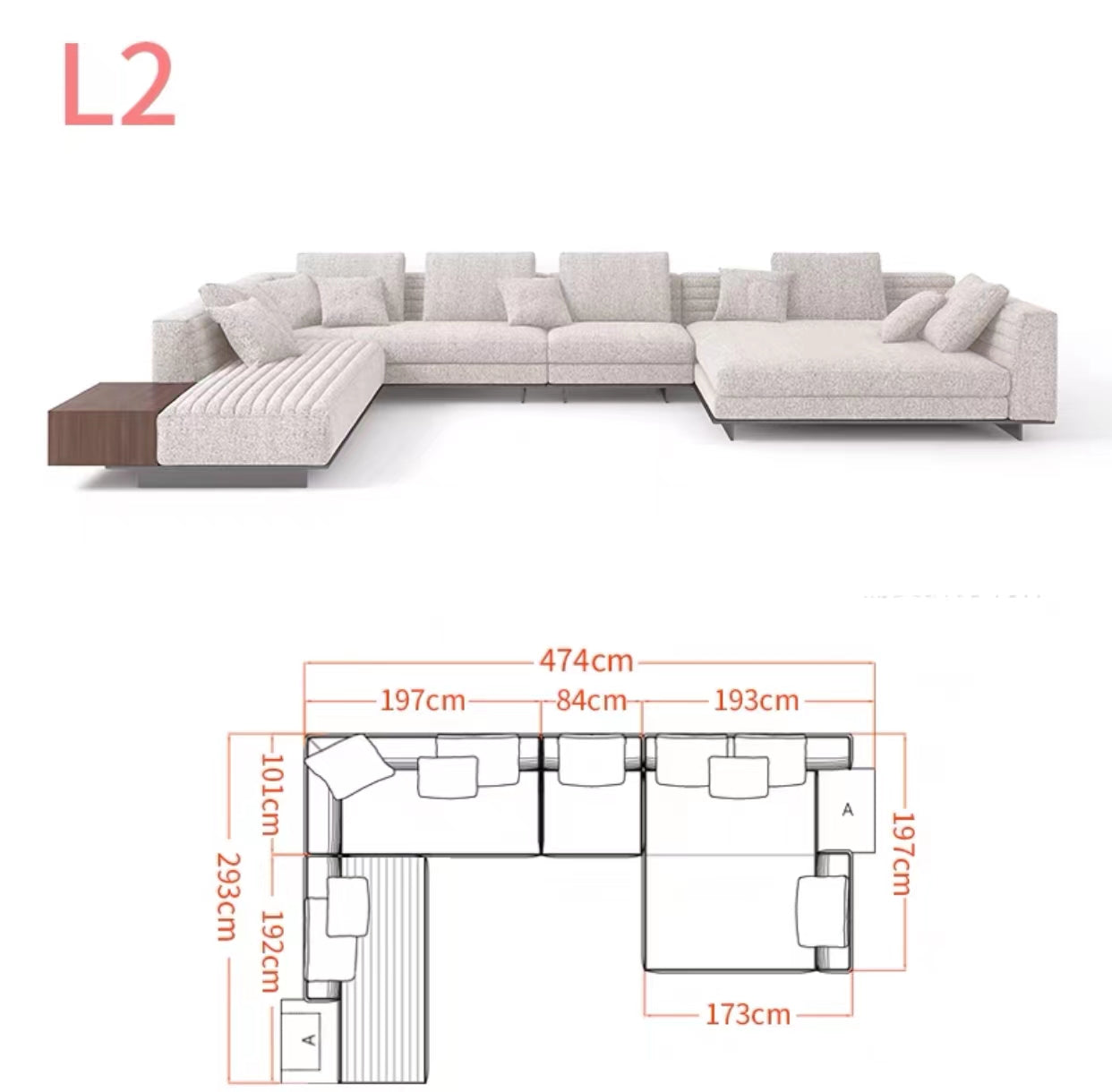 Chelsea 3.65m Wide Symmetrical Modular Corner Sectional Sofa - 4 Seasons Home Gadgets