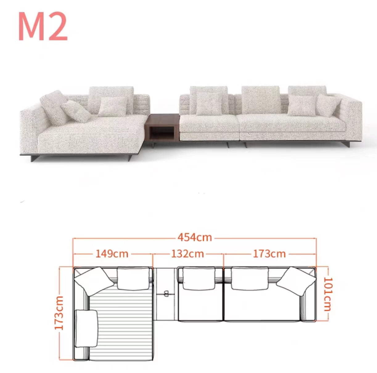 Chelsea 3.65m Wide Symmetrical Modular Corner Sectional Sofa - 4 Seasons Home Gadgets