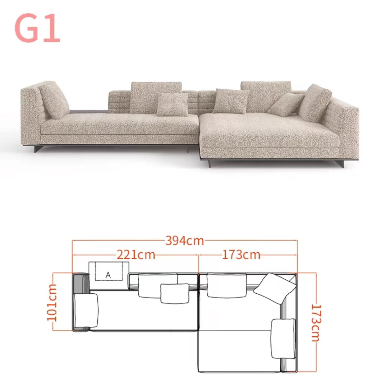 Chelsea 3.65m Wide Symmetrical Modular Corner Sectional Sofa - 4 Seasons Home Gadgets