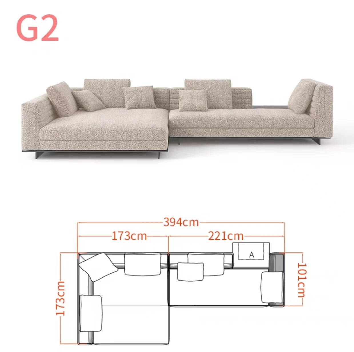 Chelsea 3.65m Wide Symmetrical Modular Corner Sectional Sofa - 4 Seasons Home Gadgets