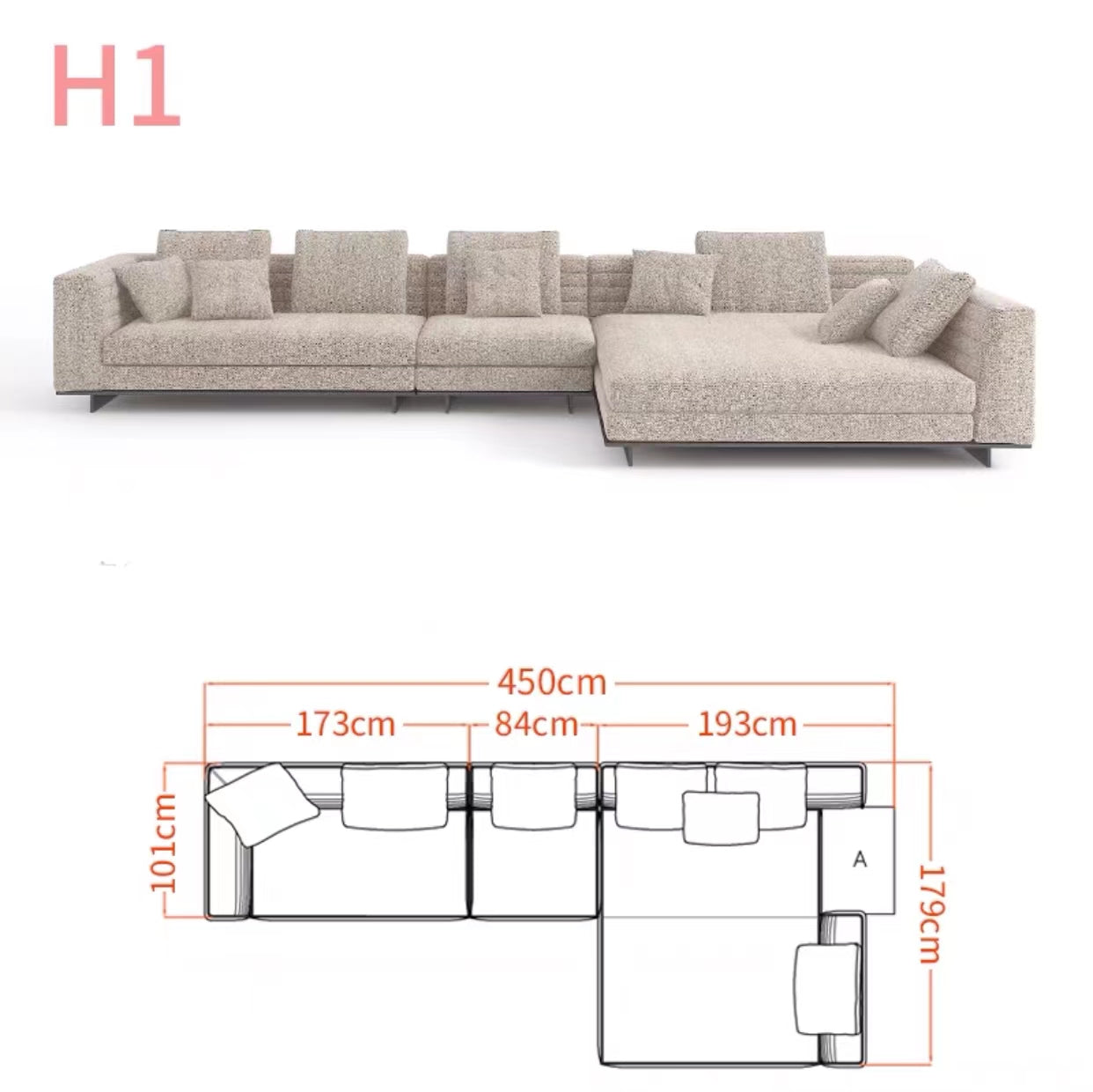 Chelsea 3.65m Wide Symmetrical Modular Corner Sectional Sofa - 4 Seasons Home Gadgets