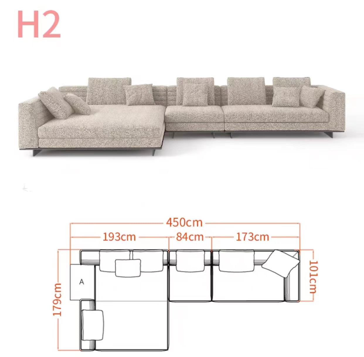 Chelsea 3.65m Wide Symmetrical Modular Corner Sectional Sofa - 4 Seasons Home Gadgets