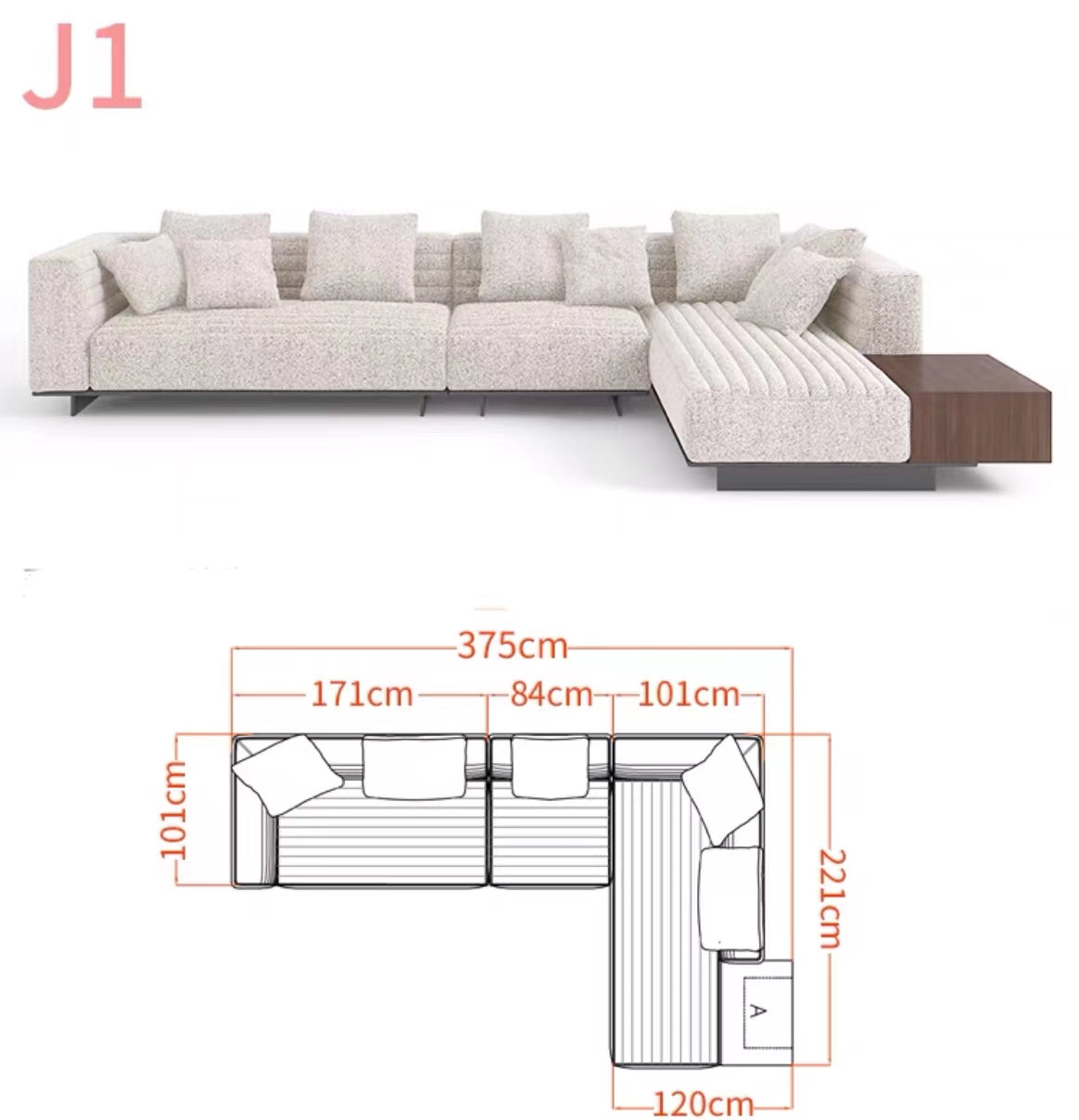 Chelsea 3.65m Wide Symmetrical Modular Corner Sectional Sofa - 4 Seasons Home Gadgets