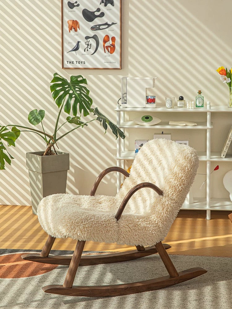 Cherry Wood Woven Rocking Chair - 4 Seasons Home Gadgets