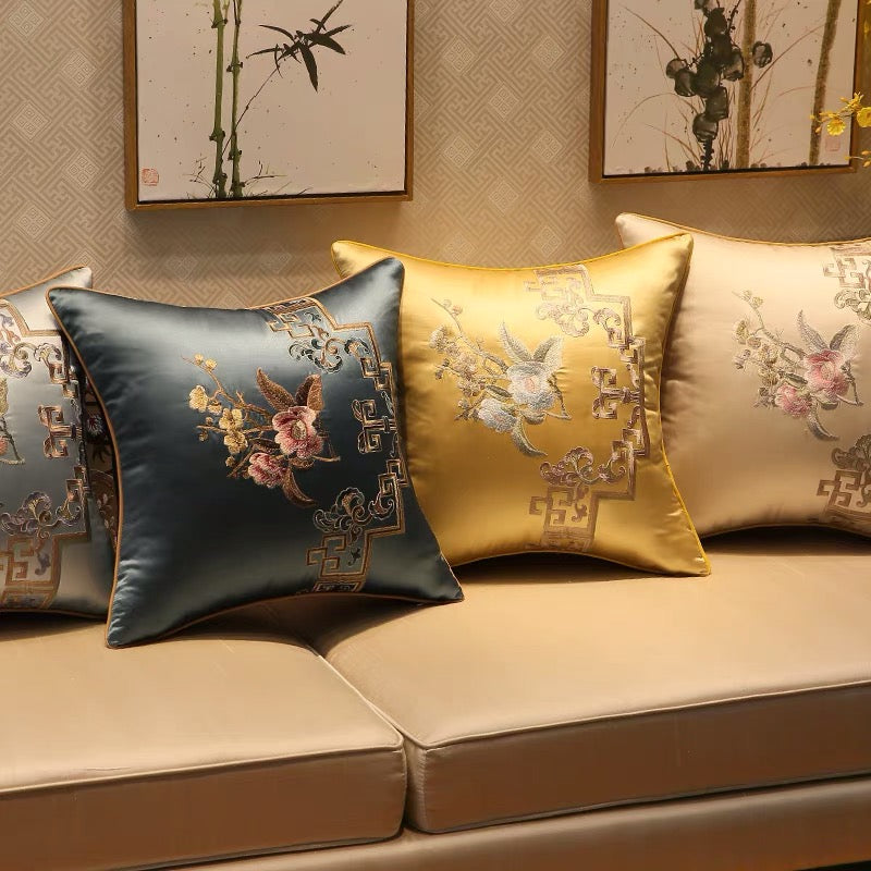 Chinoiserie With Floral Pillow Cushions - 4 Seasons Home Gadgets