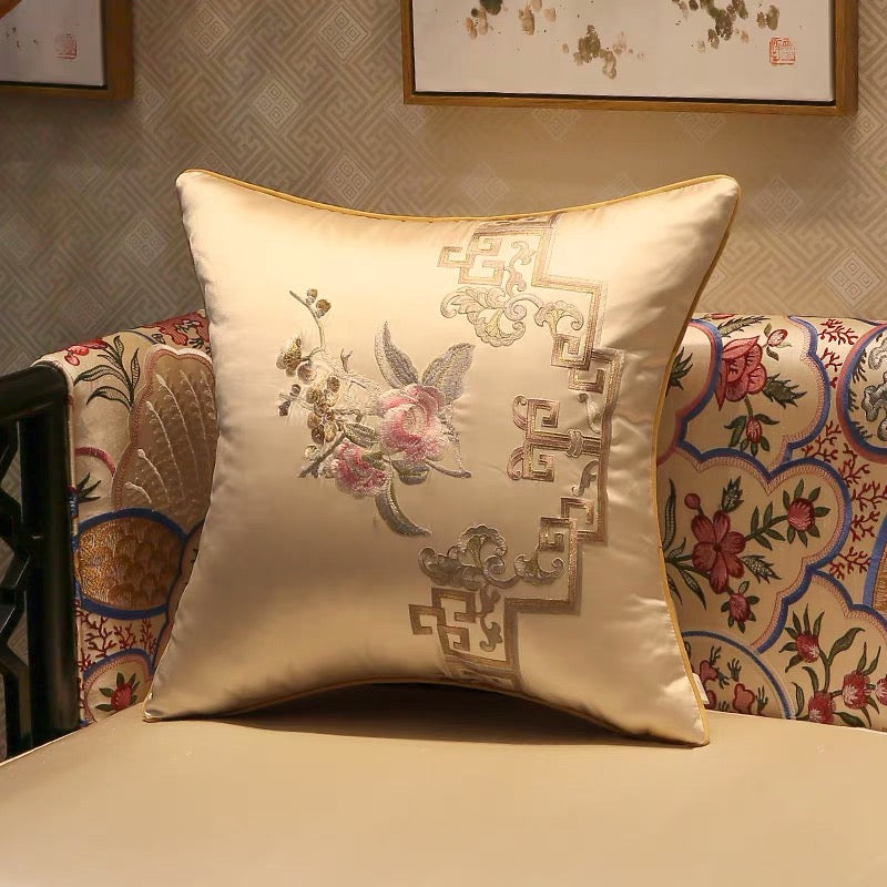 Chinoiserie With Floral Pillow Cushions - 4 Seasons Home Gadgets