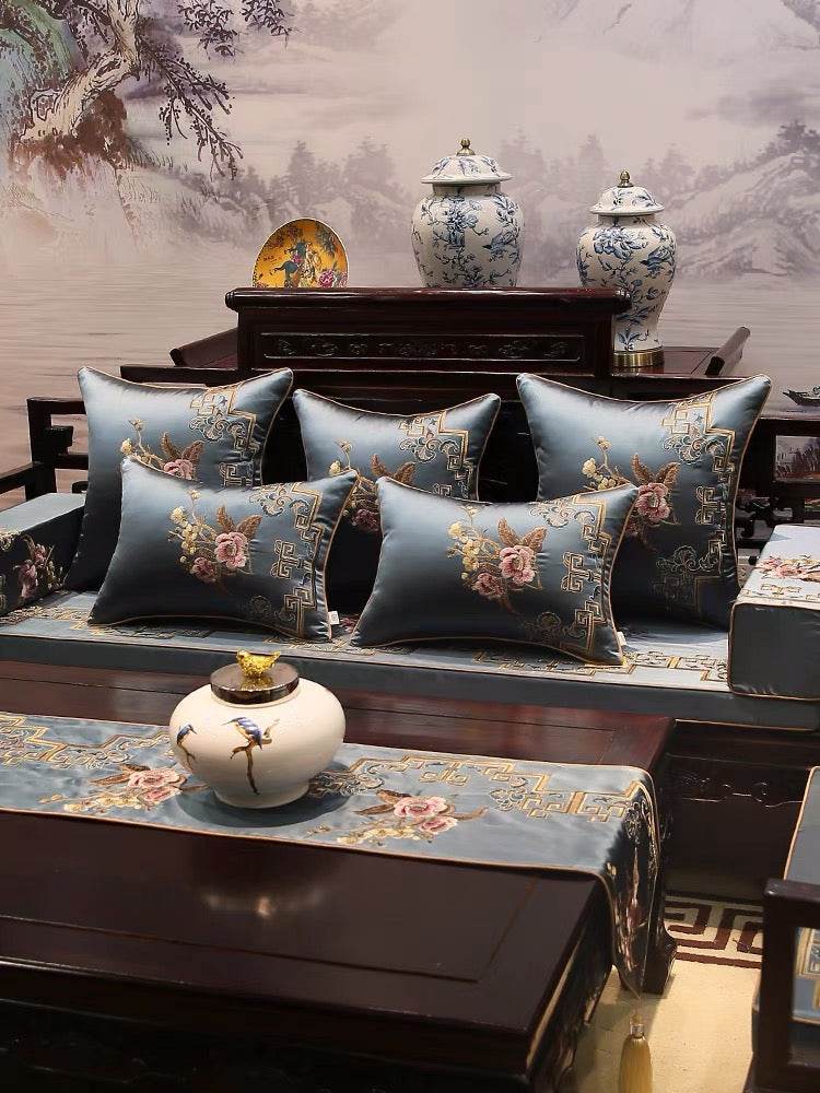 Chinoiserie With Floral Pillow Cushions - 4 Seasons Home Gadgets