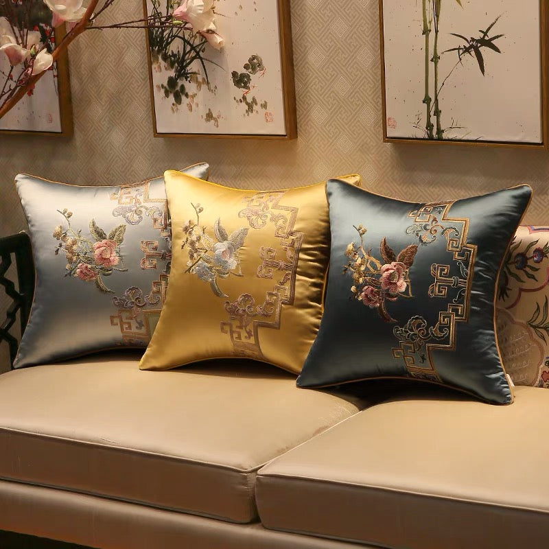 Chinoiserie With Floral Pillow Cushions - 4 Seasons Home Gadgets