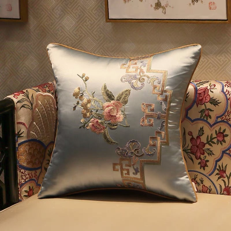 Chinoiserie With Floral Pillow Cushions - 4 Seasons Home Gadgets