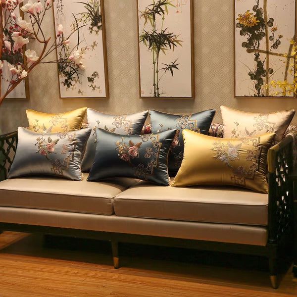 Chinoiserie With Floral Pillow Cushions - 4 Seasons Home Gadgets