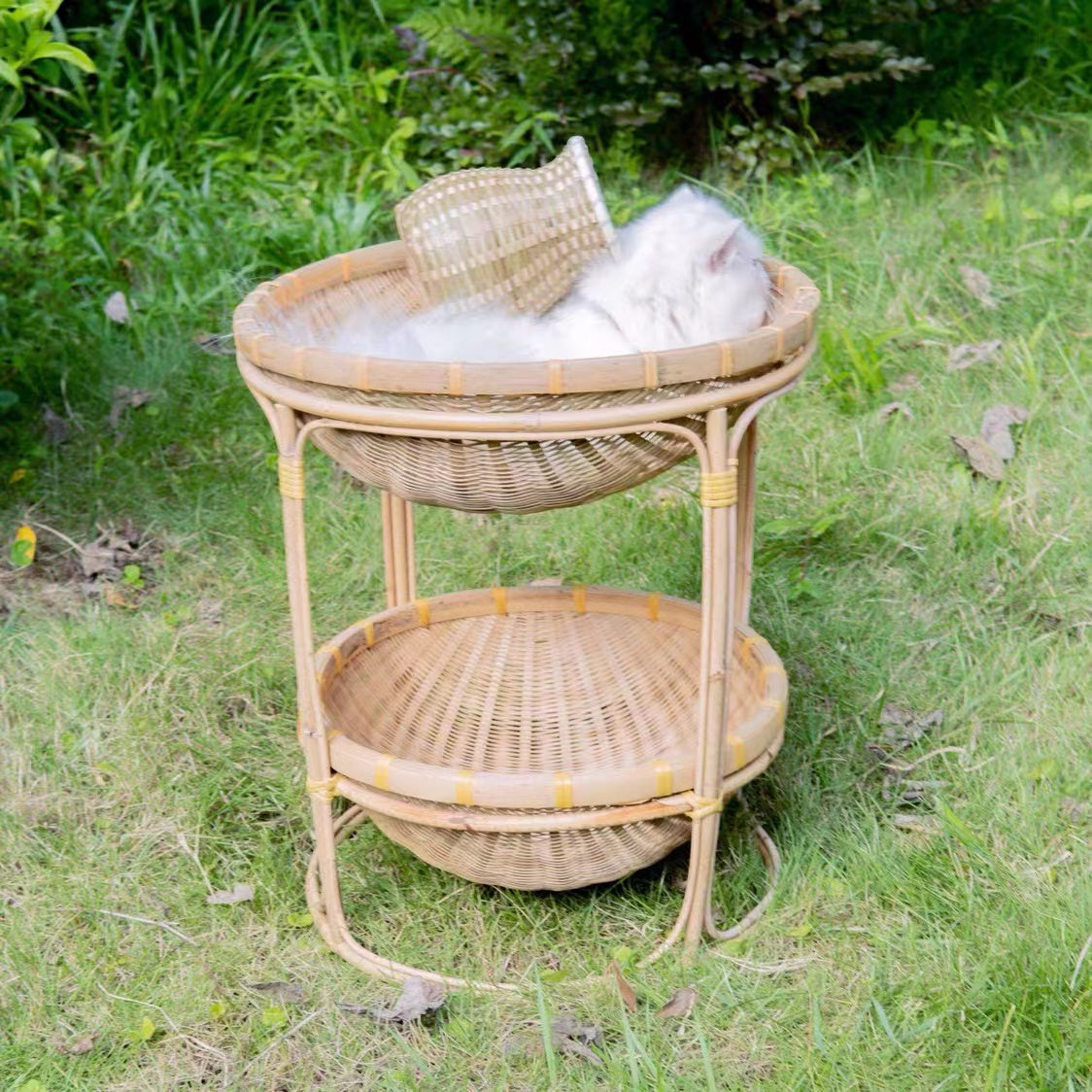 Cledus Rattan Round Cat Bed - 4 Seasons Home Gadgets