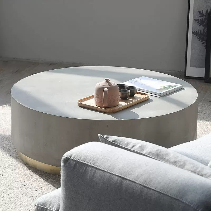 Clevedon Cement Drum Coffee Table - 4 Seasons Home Gadgets