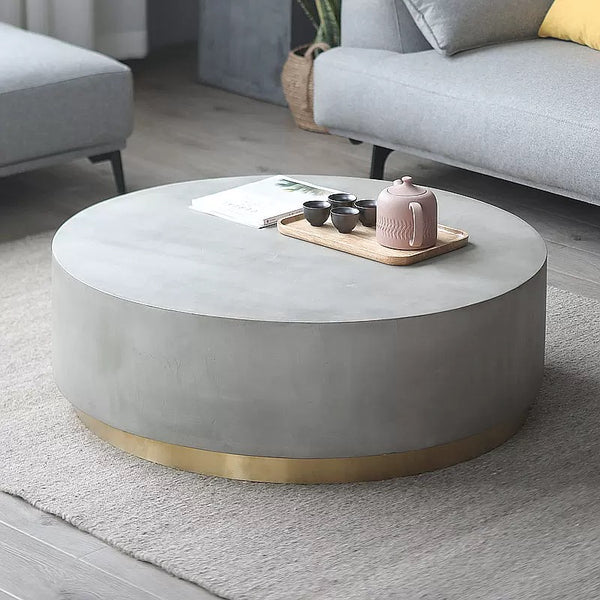 Clevedon Cement Drum Coffee Table - 4 Seasons Home Gadgets