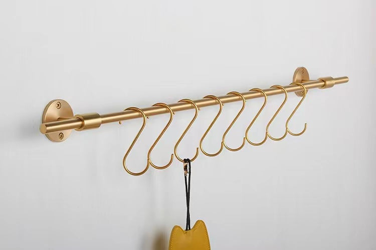 Copper Brass Wall Mounted Towel Bar With Hooks - 4 Seasons Home Gadgets