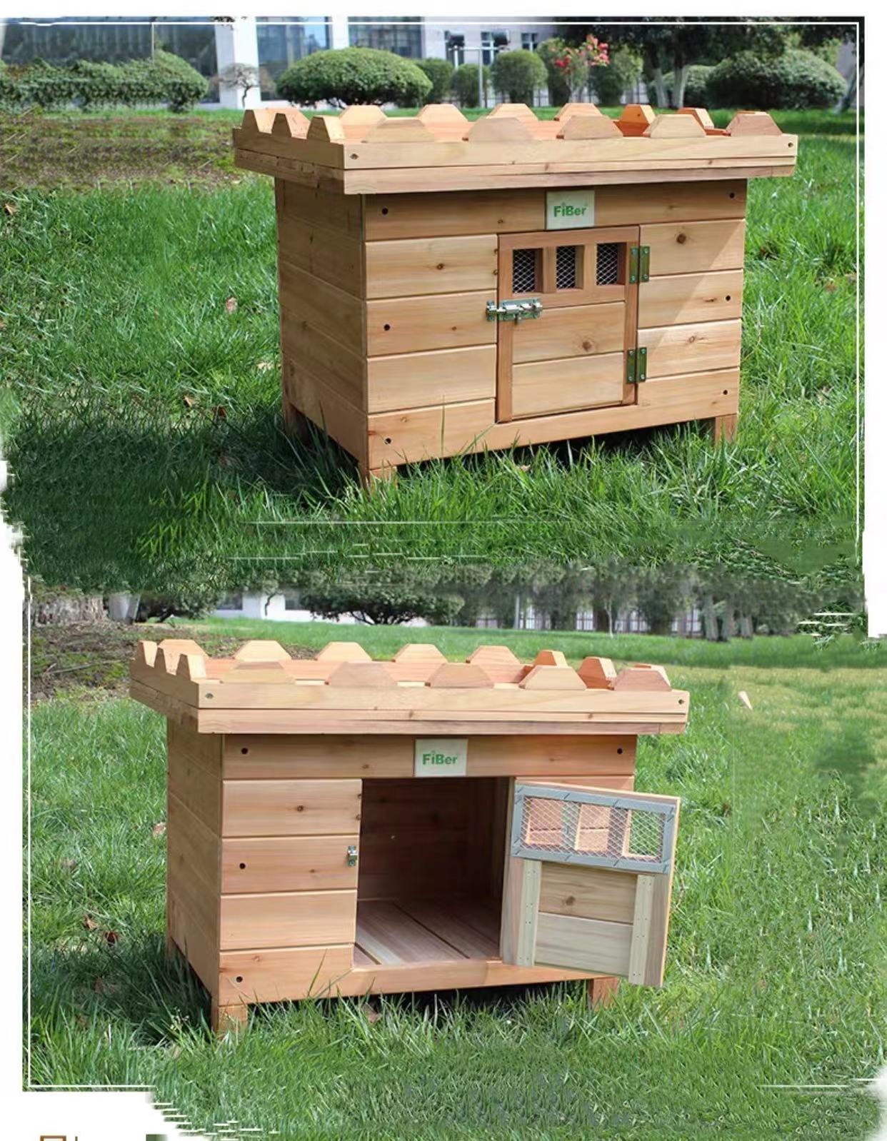 Cozzie Oak Wood Dog House - 4 Seasons Home Gadgets