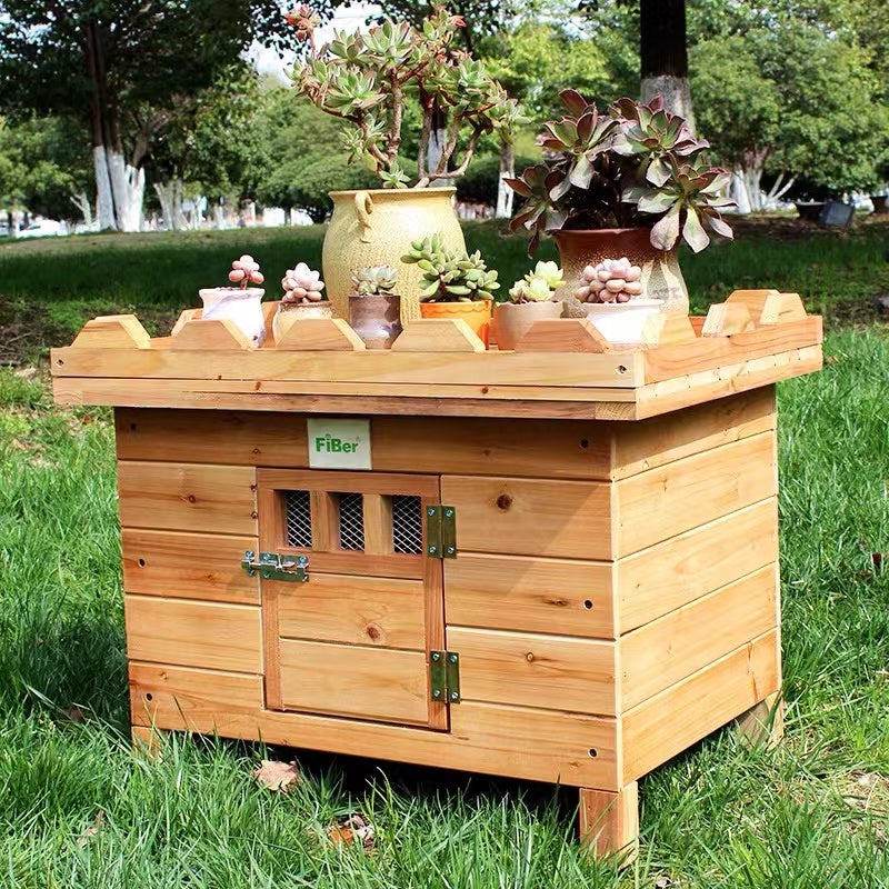 Cozzie Oak Wood Dog House - 4 Seasons Home Gadgets