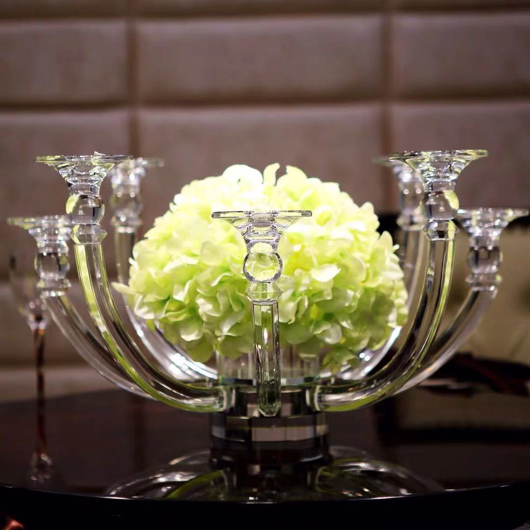 Crystal Candelabra With Floral Center Piece - 4 Seasons Home Gadgets