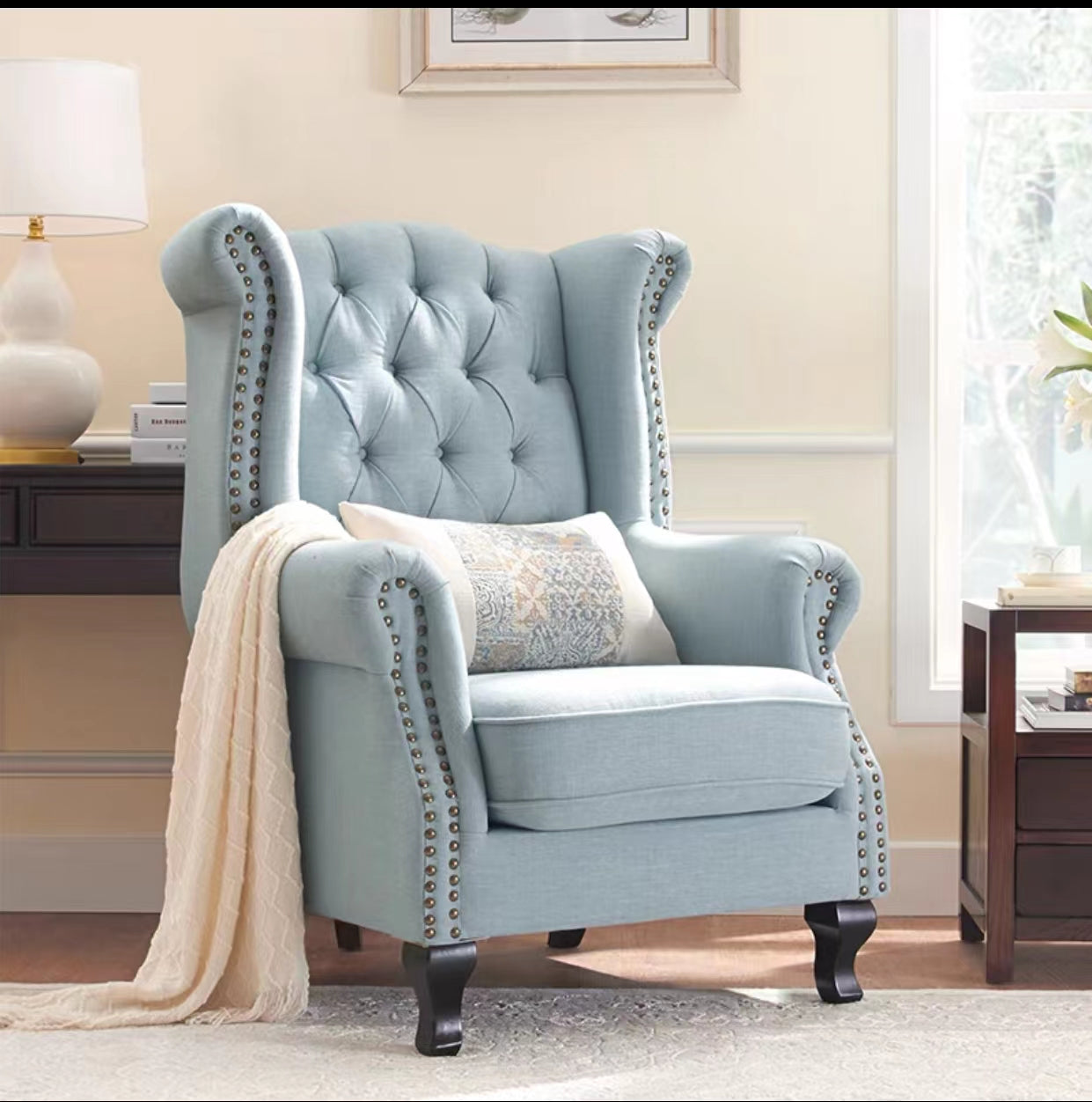 Dannesha Wide Tufted Armchair With Storage Ottoman - 4 Seasons Home Gadgets