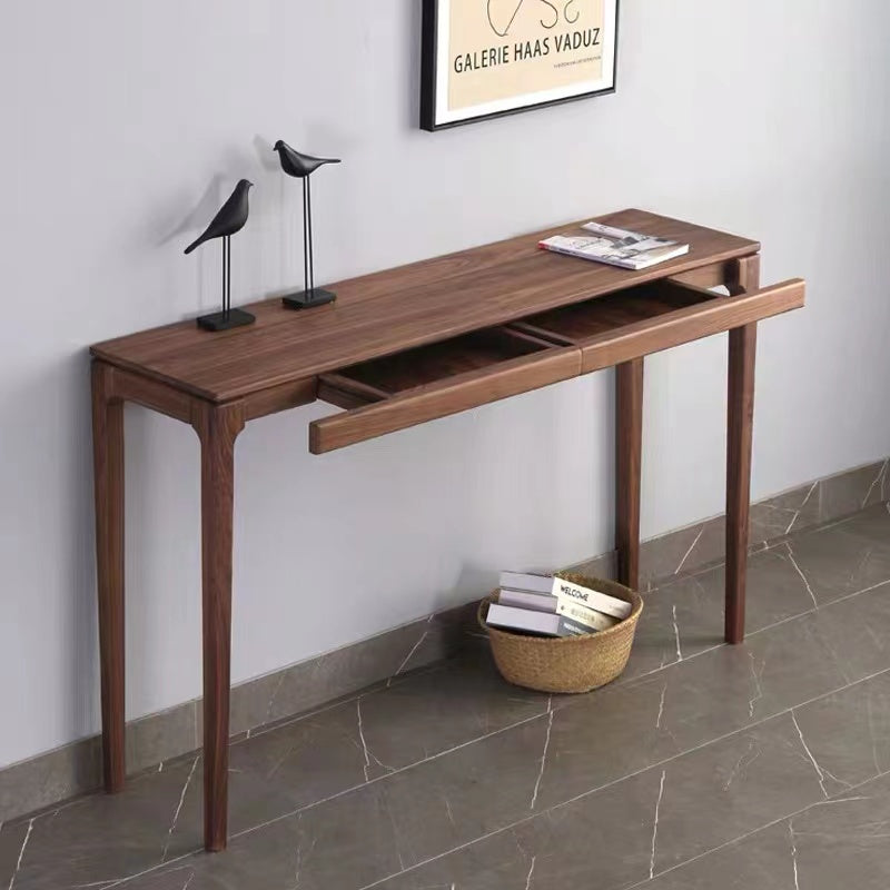 Dark Cherry Oak Console Table With Drawers - 4 Seasons Home Gadgets