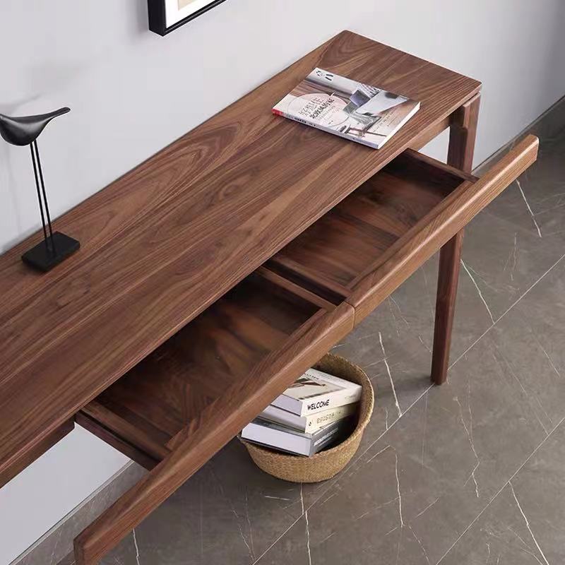 Dark Cherry Oak Console Table With Drawers - 4 Seasons Home Gadgets