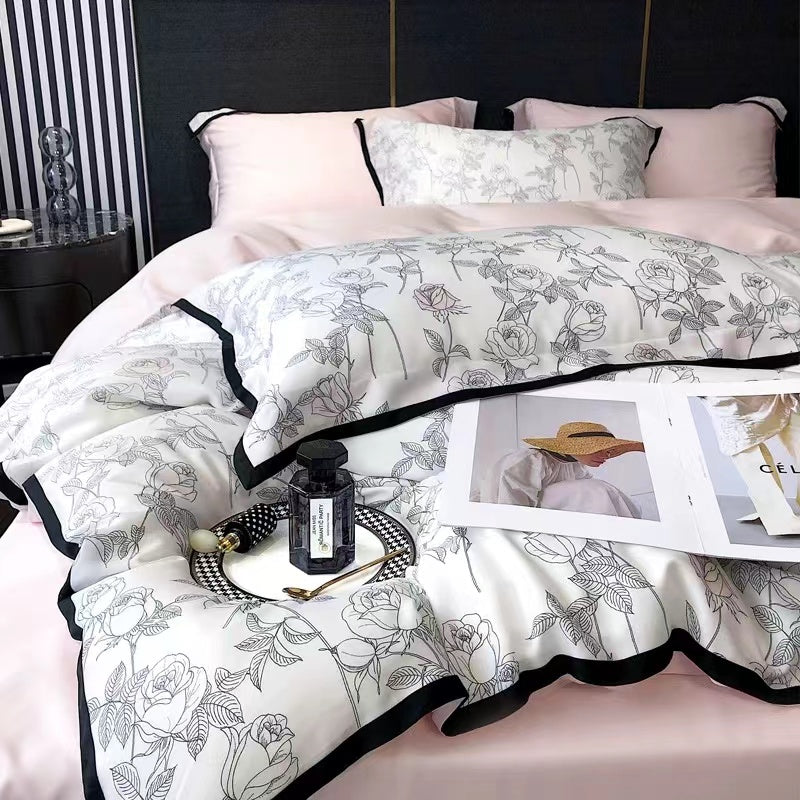 Dark Rose 4 Pieces Bedding Set - 4 Seasons Home Gadgets