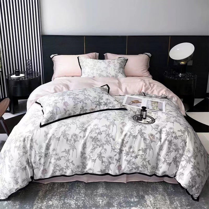 Dark Rose 4 Pieces Bedding Set - 4 Seasons Home Gadgets