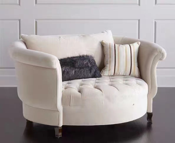 Darleena Wide Tufted Velvet Swivel Barrel Chair - 4 Seasons Home Gadgets