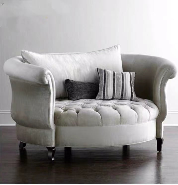 Darleena Wide Tufted Velvet Swivel Barrel Chair - 4 Seasons Home Gadgets