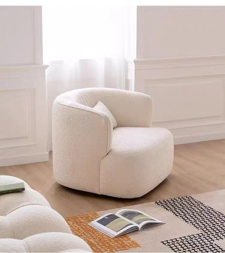 Deshaune Wide Boucle Upholstered Swivel Barrel Chair - 4 Seasons Home Gadgets