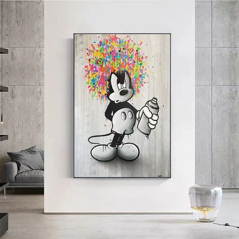 Disney Cartoon Mickey Mouse Graffiti Art Poster Canvas - 4 Seasons Home Gadgets