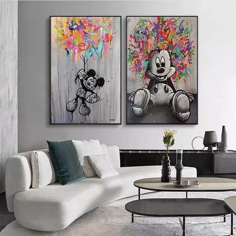 Disney Cartoon Mickey Mouse Graffiti Art Poster Canvas - 4 Seasons Home Gadgets