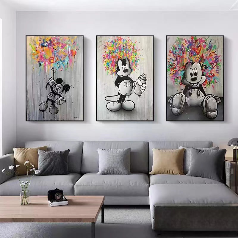 Disney Cartoon Mickey Mouse Graffiti Art Poster Canvas - 4 Seasons Home Gadgets