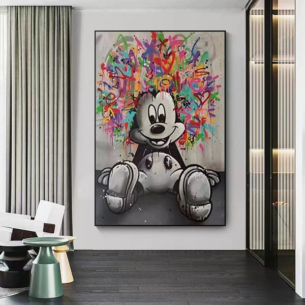 Disney Cartoon Mickey Mouse Graffiti Art Poster Canvas - 4 Seasons Home Gadgets