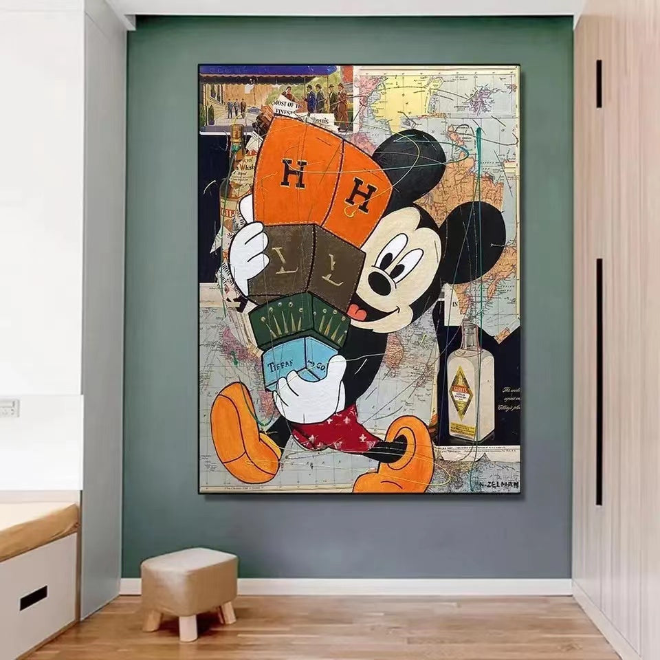 Disney Graffiti Canvas Paintings Cartoon Mickey Mouse Posters - 4 Seasons Home Gadgets