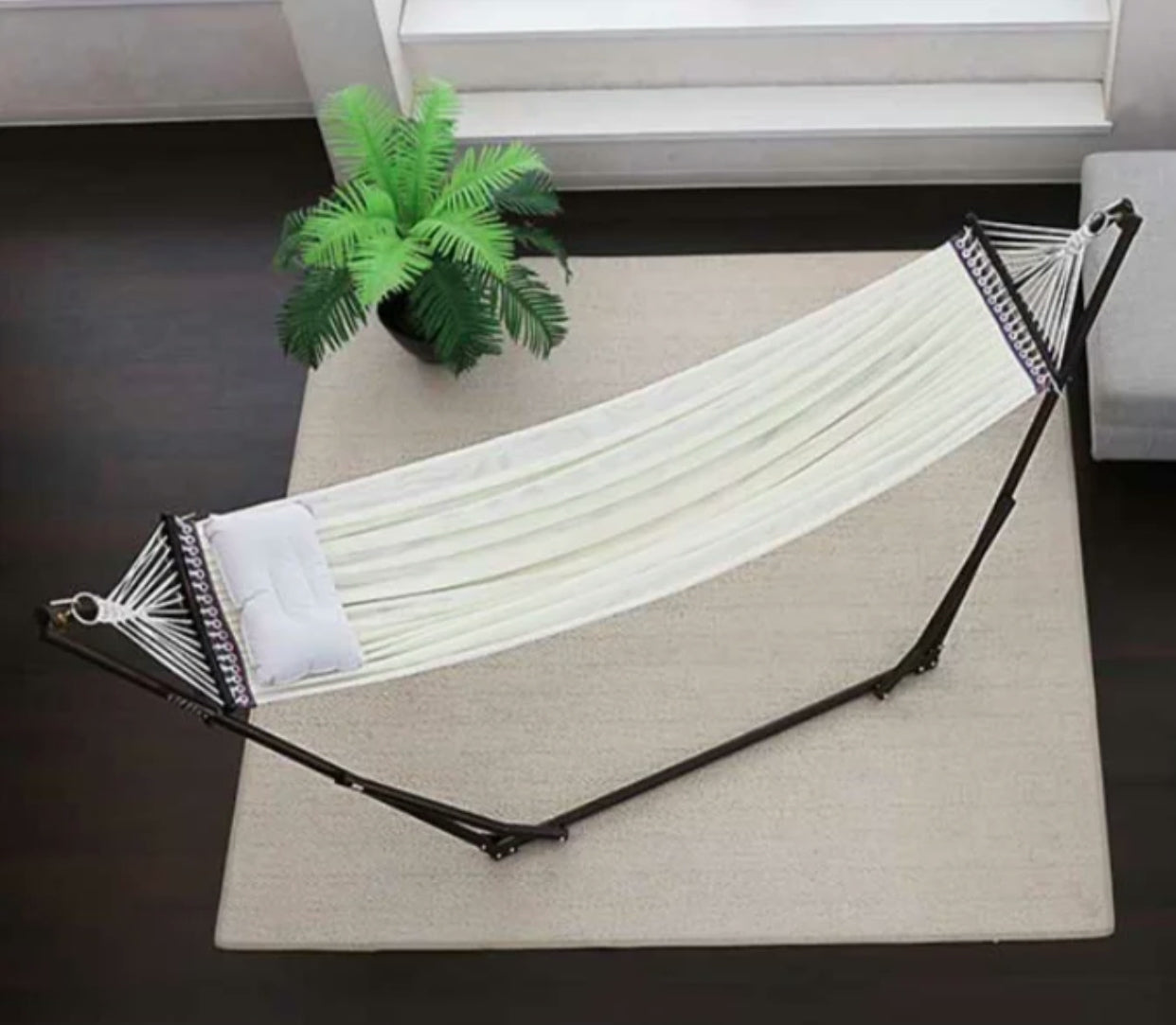 Double Canvas Classic Hammock with Stand - 4 Seasons Home Gadgets