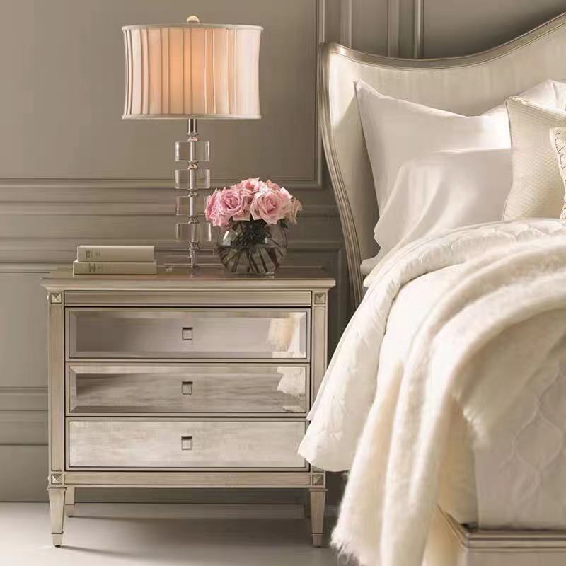 Drawer Nightstand in Silver - 4 Seasons Home Gadgets