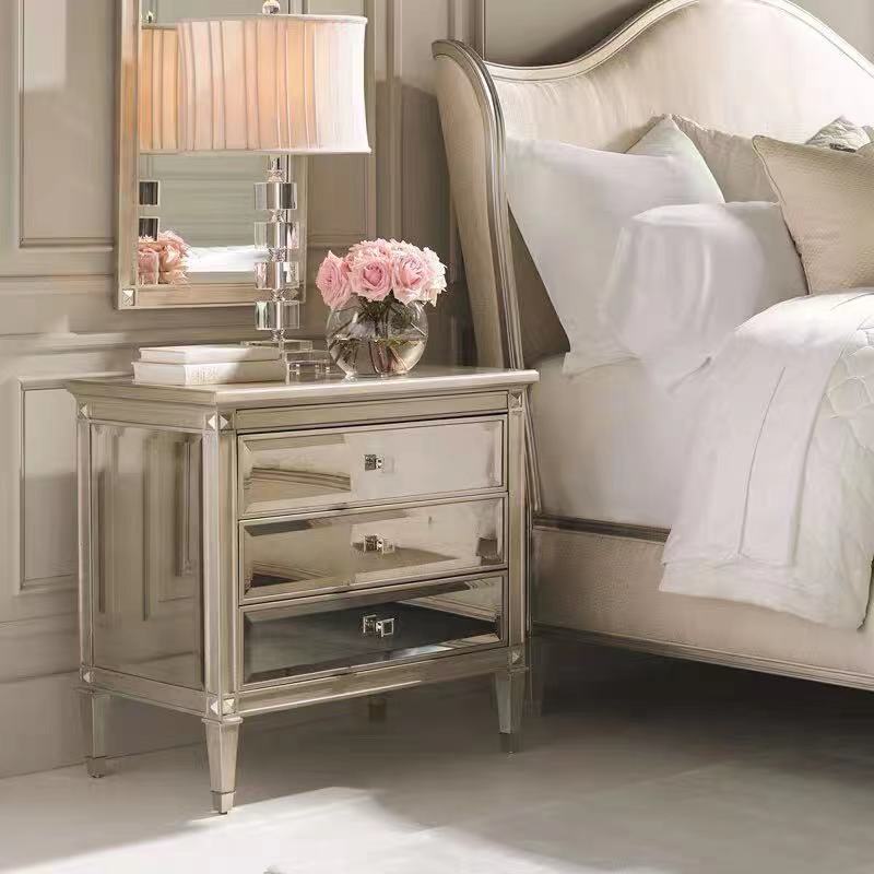 Drawer Nightstand in Silver - 4 Seasons Home Gadgets