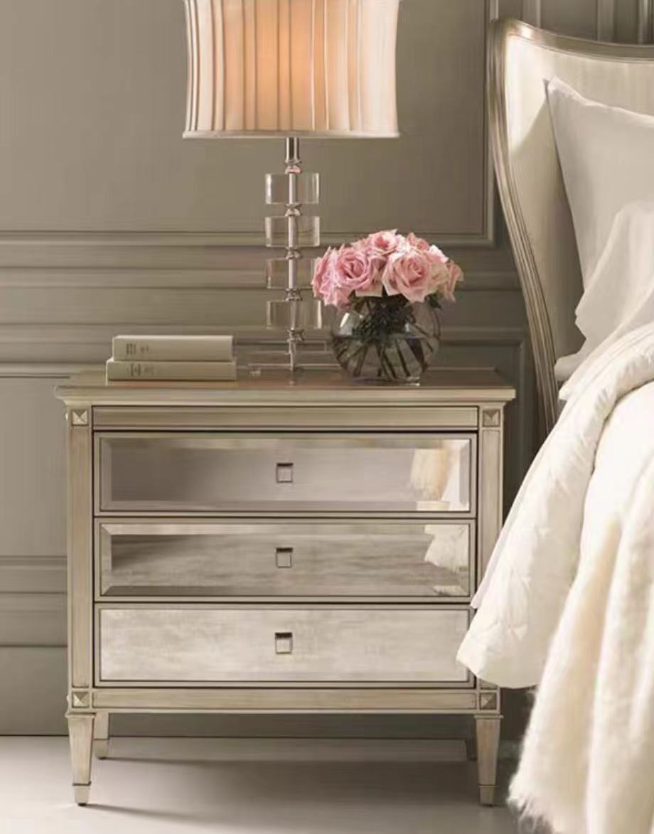 Drawer Nightstand in Silver - 4 Seasons Home Gadgets