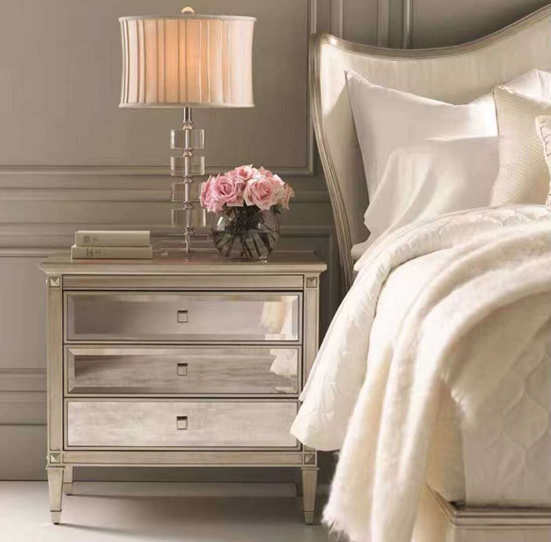 Drawer Nightstand in Silver - 4 Seasons Home Gadgets