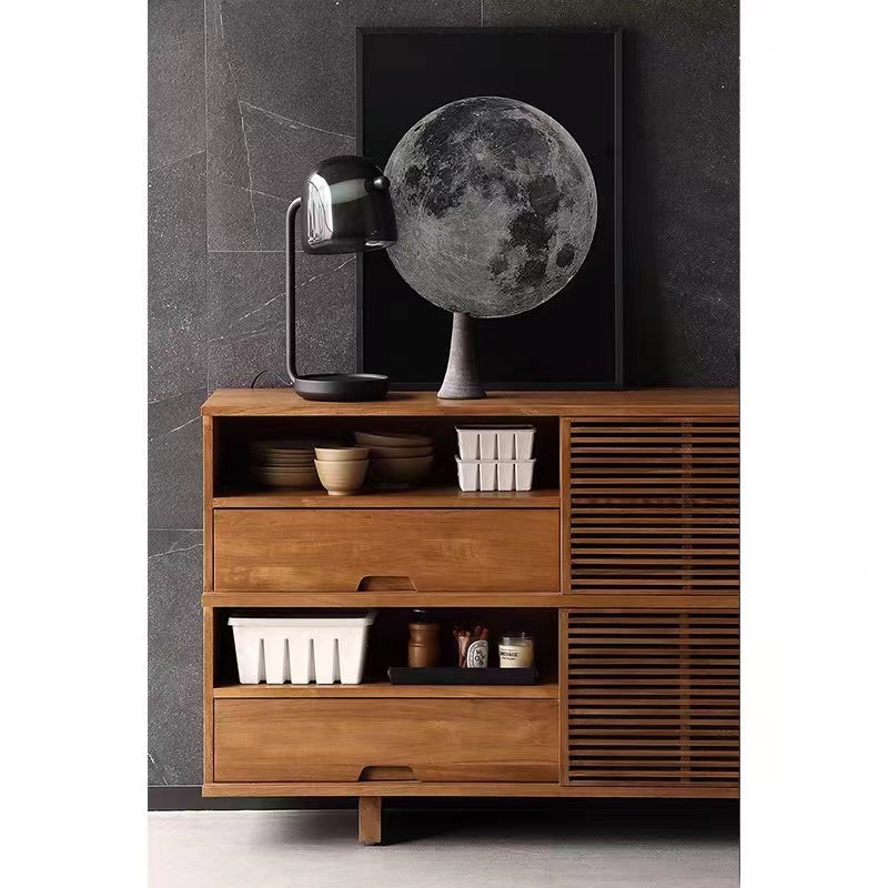 Elisbet Pine Wood Sliding Door Buffet Server Cabinet - 4 Seasons Home Gadgets