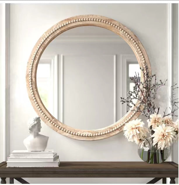 Elle Wall Mounted Wood Mirror - 4 Seasons Home Gadgets