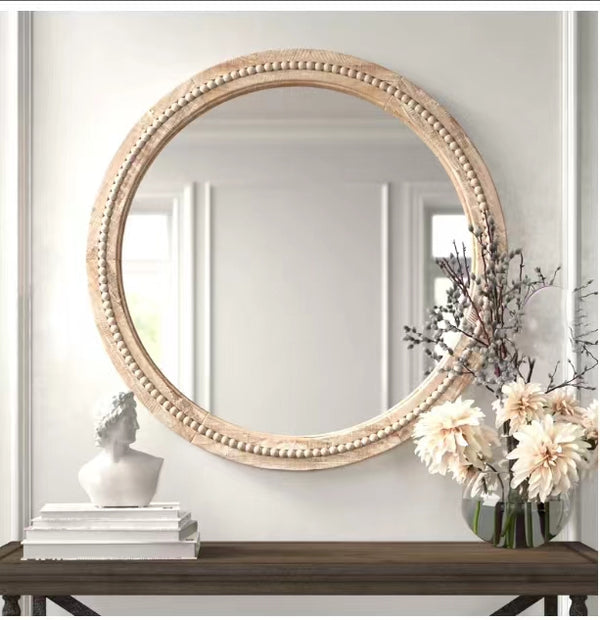 Elle Wall Mounted Wood Mirror - 4 Seasons Home Gadgets