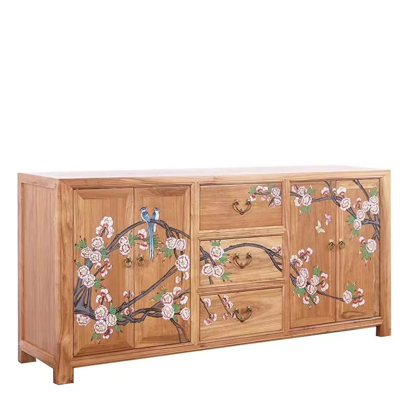 Elm Wood Hand Painted Sideboard Server Cabinet - 4 Seasons Home Gadgets