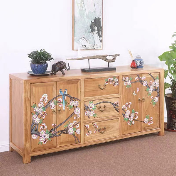 Elm Wood Hand Painted Sideboard Server Cabinet - 4 Seasons Home Gadgets