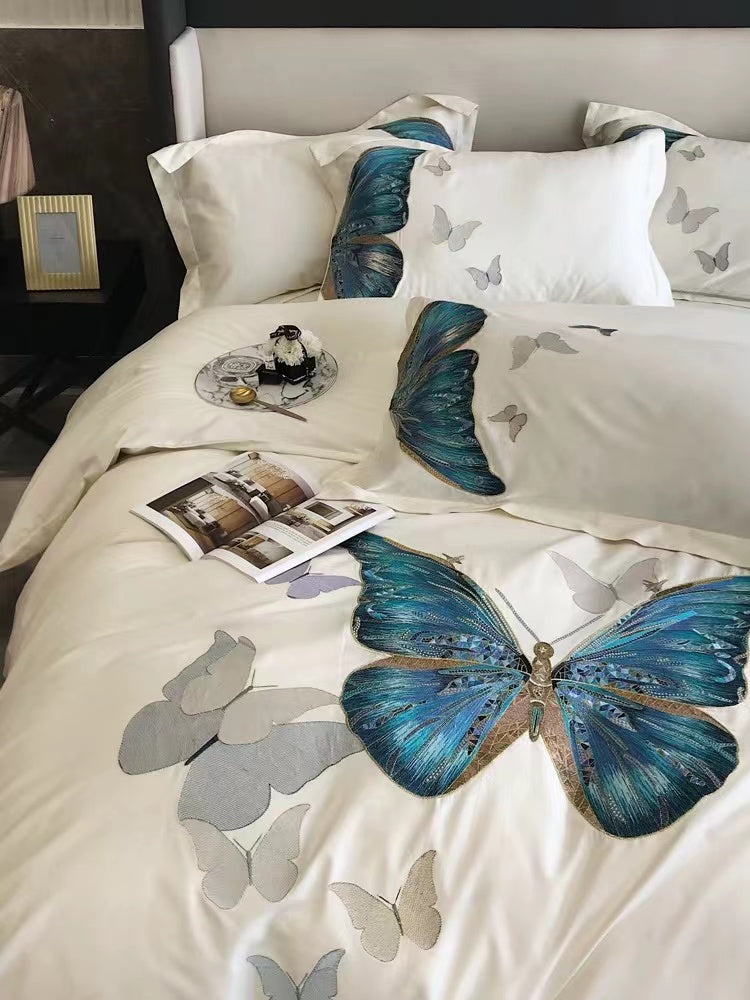 Embroidery Butterfly  Modern & Contemporary Duvet Cover Set - 4 Seasons Home Gadgets