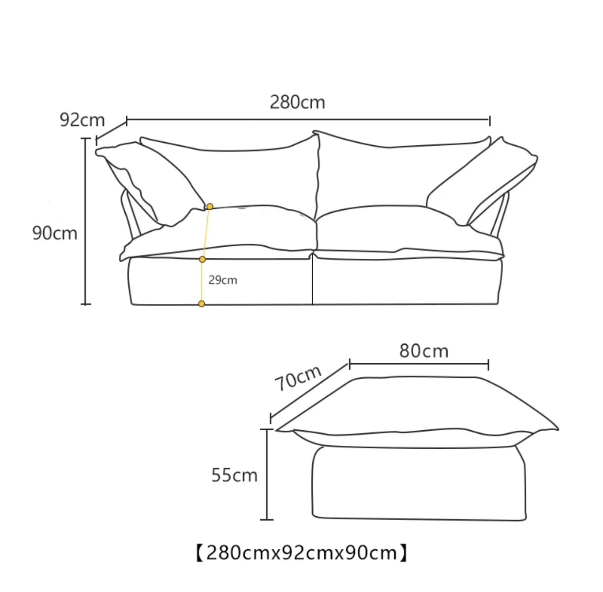 Emilio Velvet Sofa With Ottoman - 4 Seasons Home Gadgets